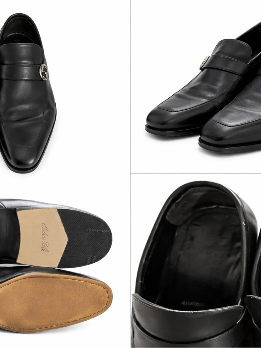 Gucci Black Leather Horsebit Loafers Slip-On Shoes Size 7D - Picture 2 of 4